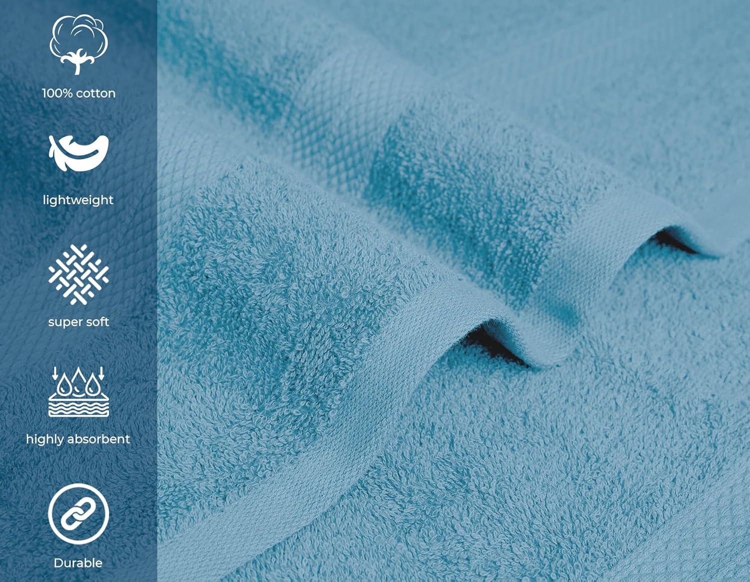 Avalon – Juego de 6 toallas de baño para baño, 100% algodón, color azul polvo, paquete de 6 (24 x 48 pulgadas), juego de toallas de baño de secado