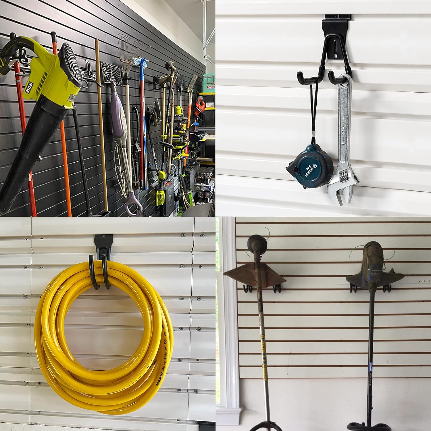 Slatwall Ganchos de garaje, 7.5 pulgadas, resistentes listones para colgar en la pared, ganchos de almacenamiento, ganchos colgantes de pared para