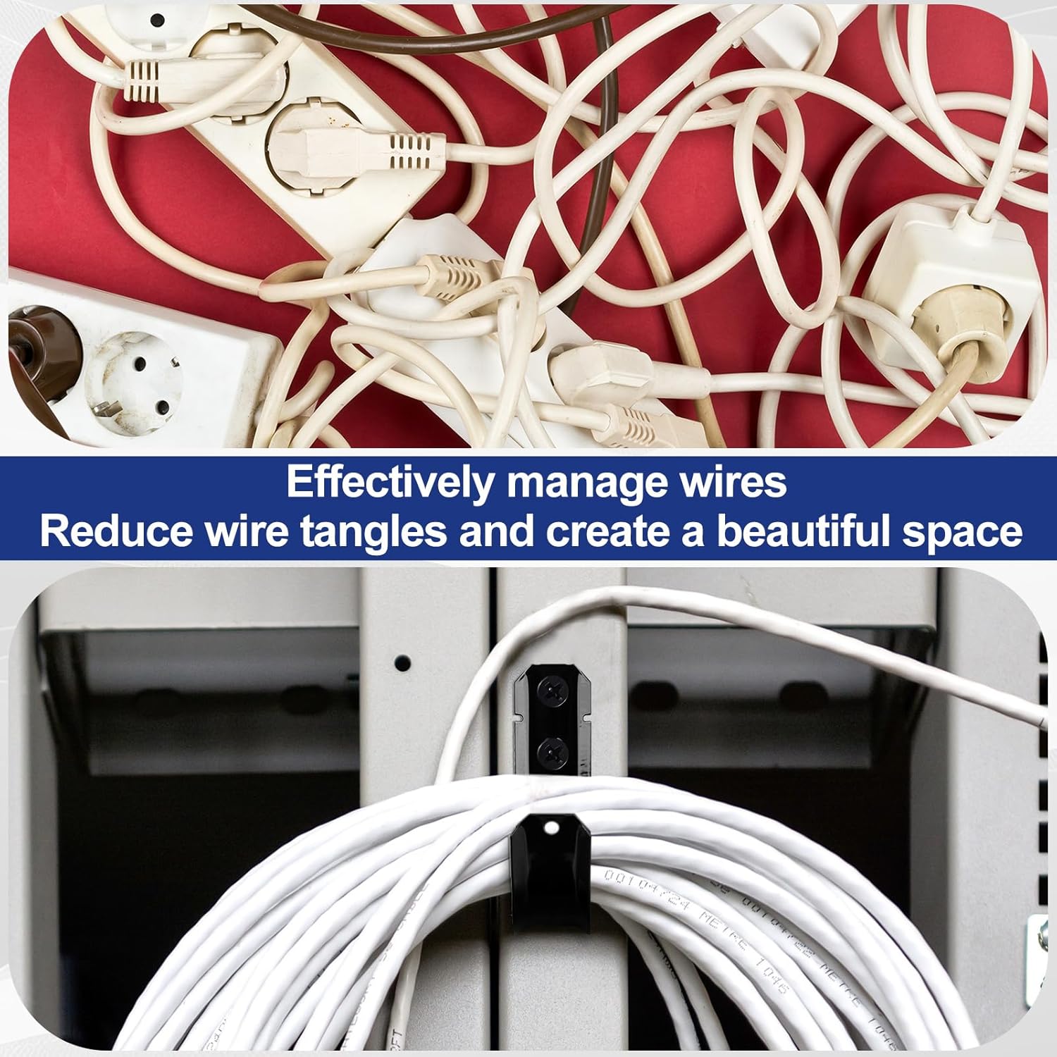 Zonon Soporte de cable negro con gancho en J para colgar gancho en J de metal resistente para gestión de cables y cables, acero galvanizado (2