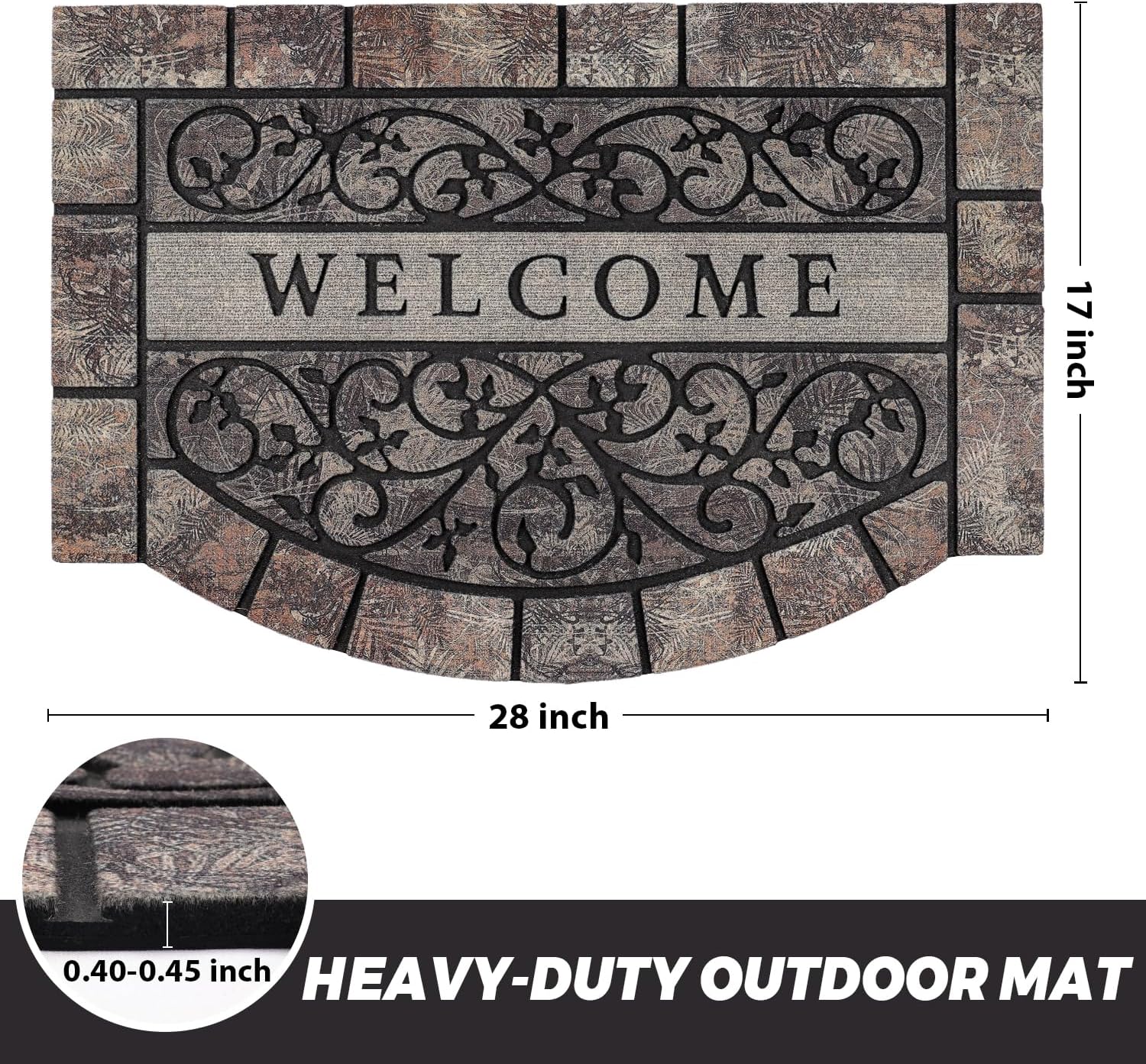 Durable Welcome Door Mats Outdoor, 28″x17″ Heavy-Duty Welcom Matt Outdoor for Front Door with Non-Slip Rubber Backing for Front Door High Traffic