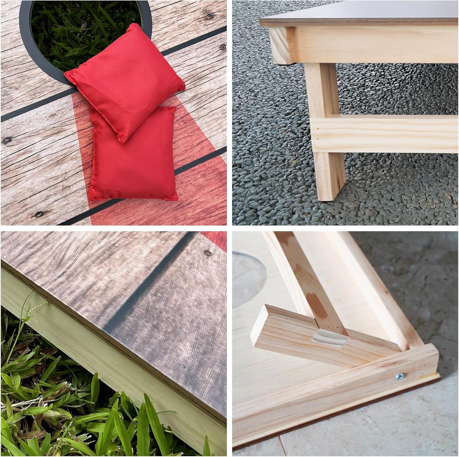Juego de tableros de cornhole  Juego de tableros de maíz reguladores de madera maciza de 3 x 2 pies, juego para exteriores con 8 bolsas de frijoles