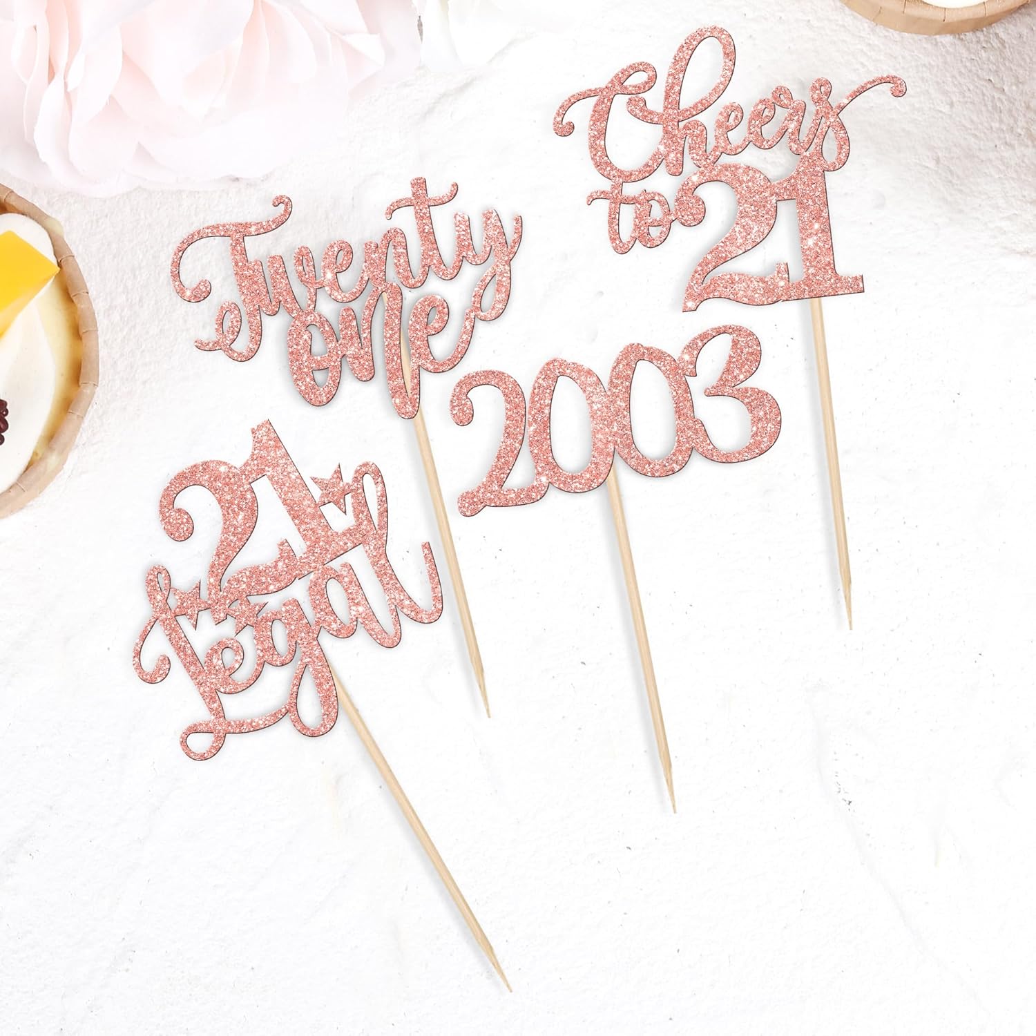 Paquete de 24 adornos para cupcakes de 21 cumpleaños con purpurina de veintiuno desde 2002, Hello 21 Years Birthday Cupcake Picks Cheers to 21 Cake