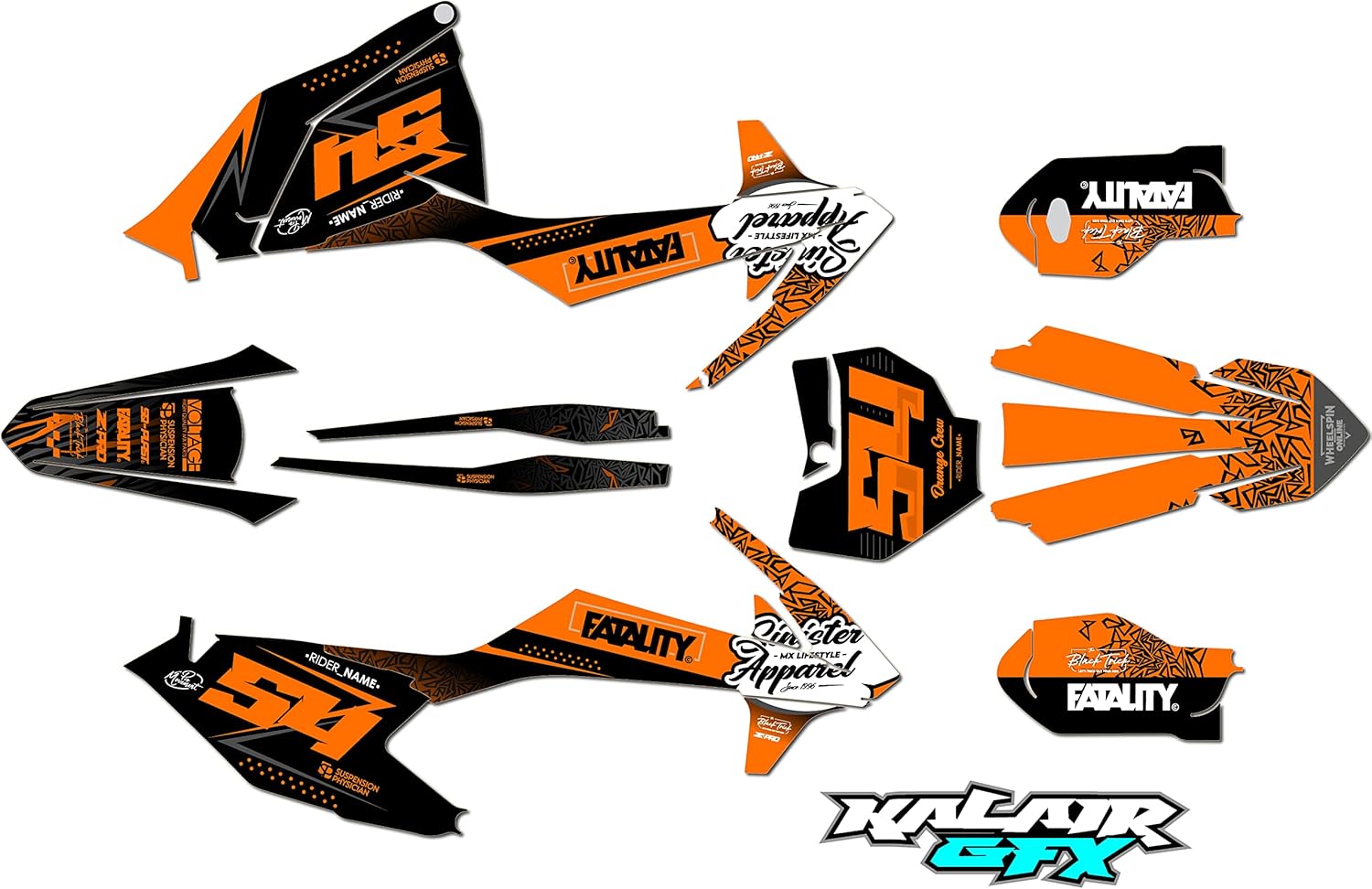 Kit de gráficos para KTM 85SX SX85 (2018-2023) Serie Fatality Naranja 16 Mil – Adhesivos para motocicleta Dirt Pit Bike Motocicleta, accesorios de