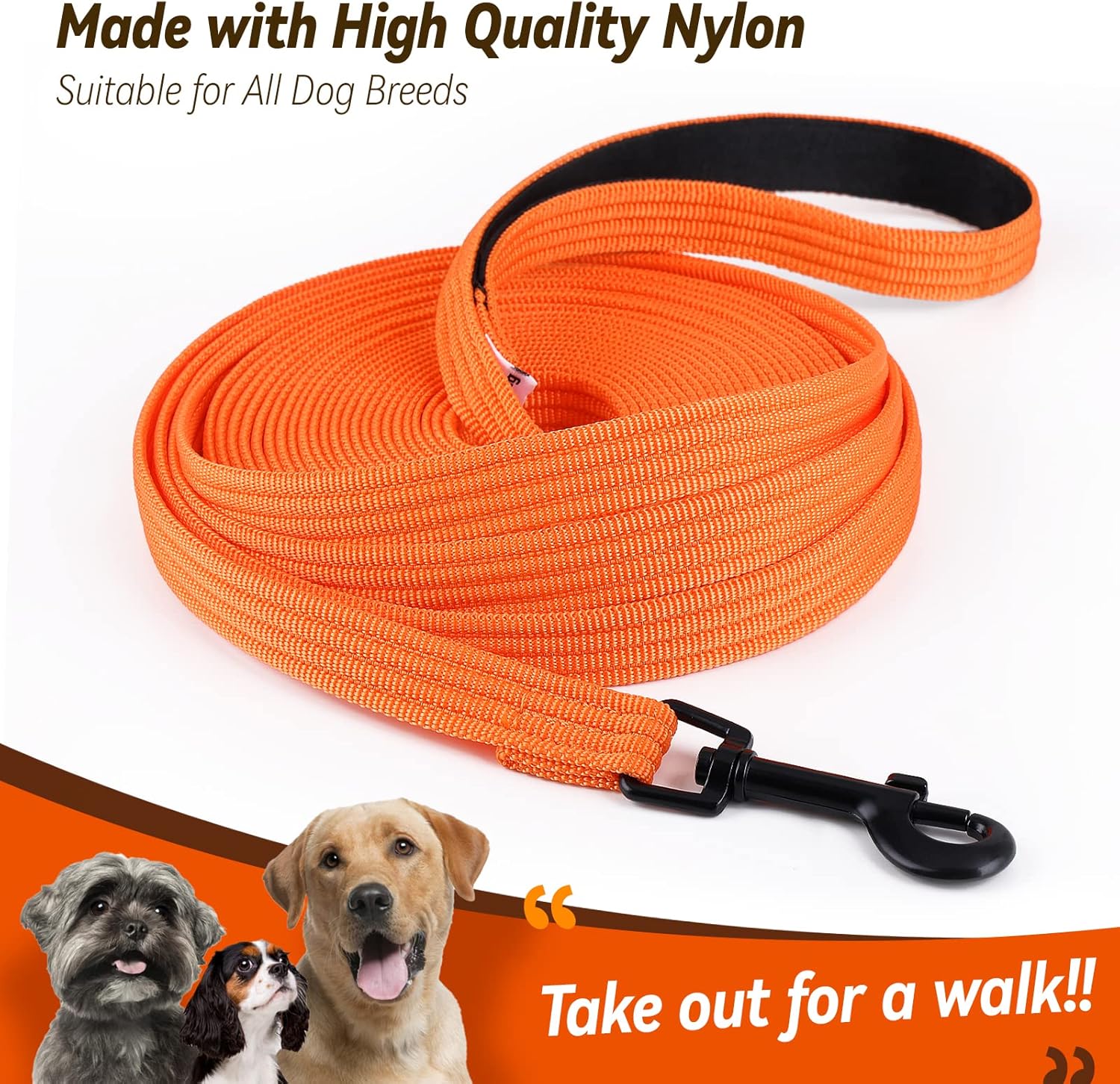 Lynxking Correa de entrenamiento para perros, correa de agilidad larga de obediencia de 15 pies, 30 pies, 50 pies, perfecta para entrenamiento,