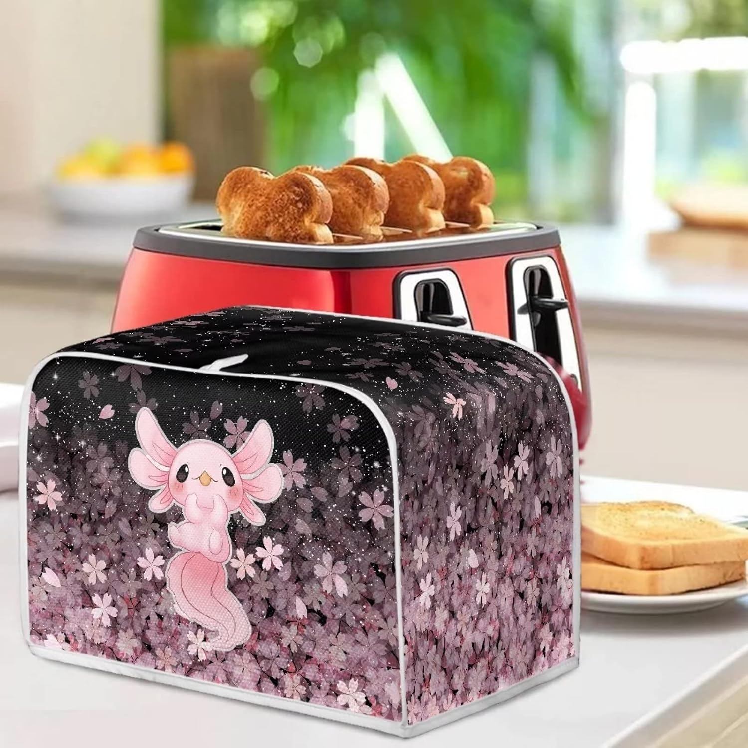 ZFRXIGN Cubierta para tostadora de ajolote de flores, cubierta para electrodomésticos pequeños, cubierta para tostadora, decoración de cocina, bolsa