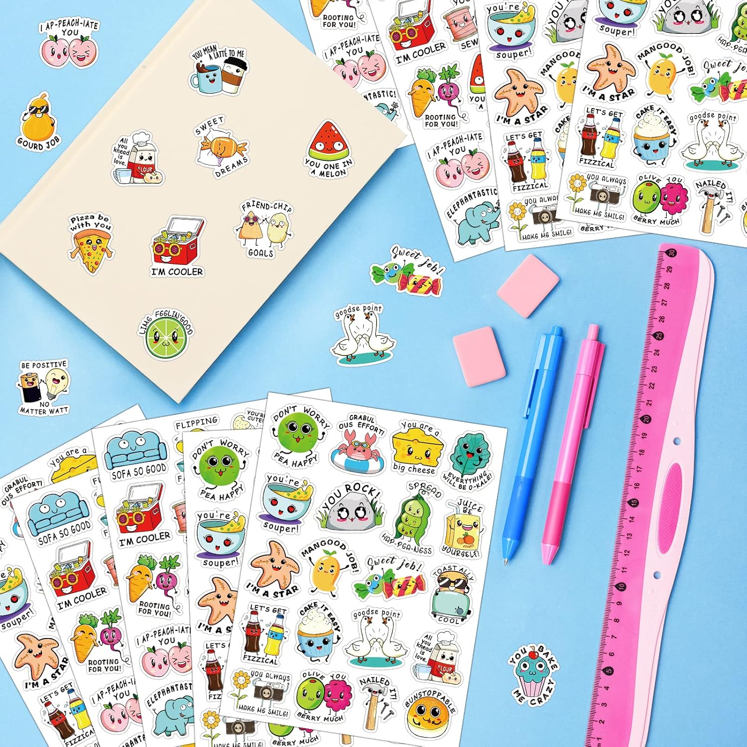 600 calcomanías divertidas de recompensa para niños, calcomanías motivacionales de inspiración, acentos positivos, suministros para profesores,