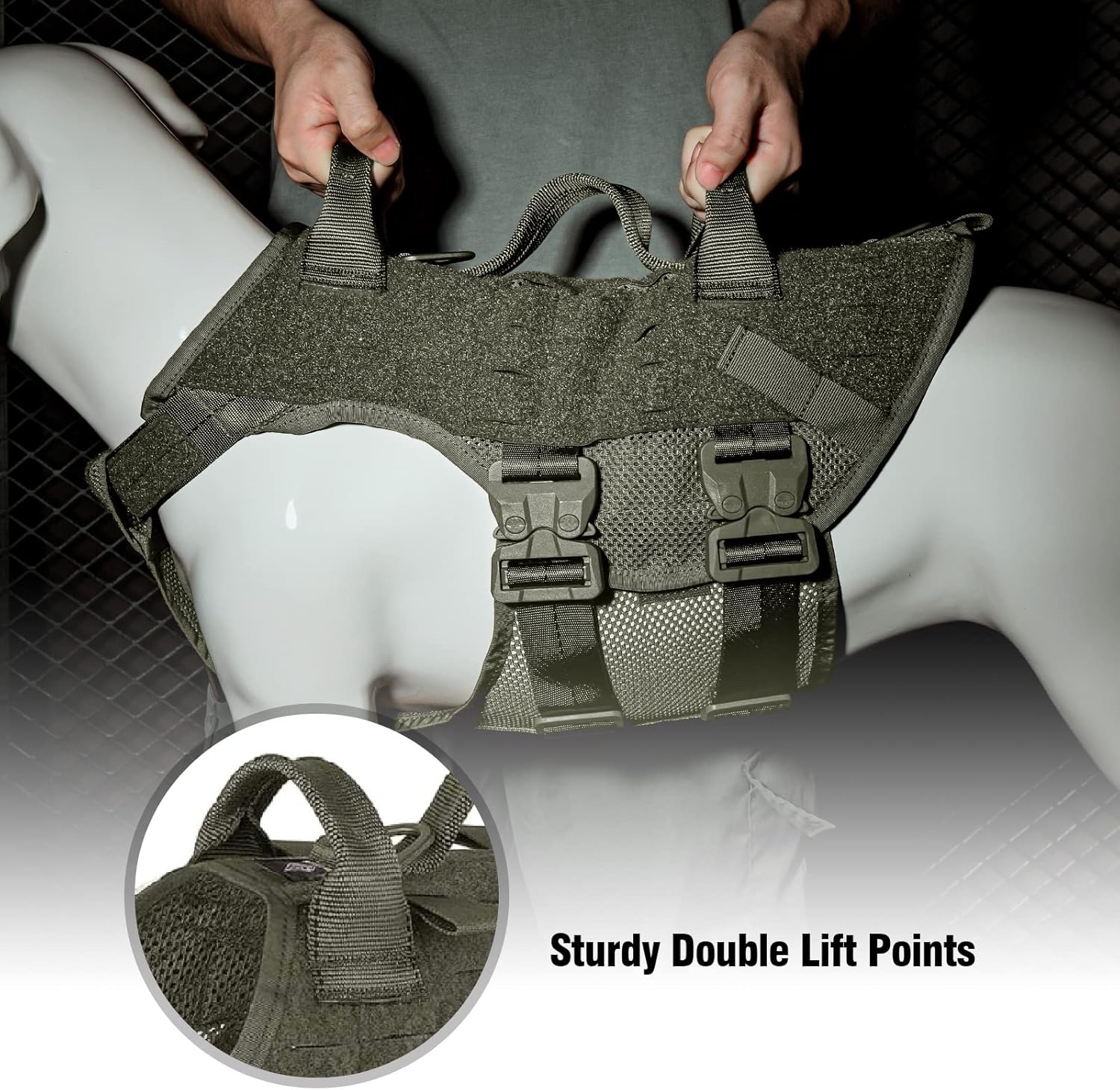 PETAC GEAR Arnés táctico para perros grandes K9 de trabajo, chaleco militar para perros de entrenamiento de policía, arnés Molle con asa