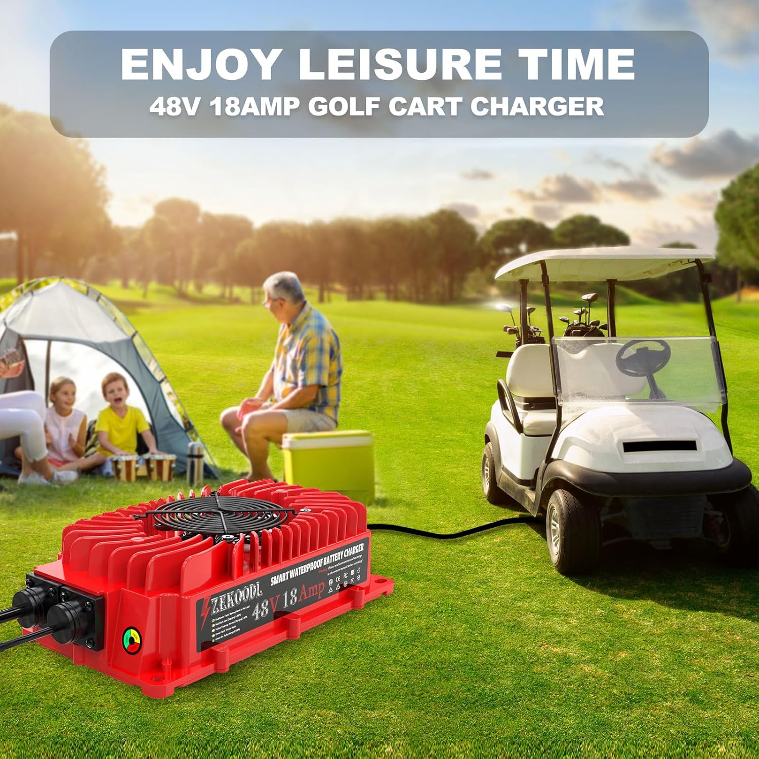 Cargador de batería para carrito de golf de 48 voltios para EZGO RXV y TXT, cargador de carritos de golf de 18 amperios, certificado CEFCCPFCETL de