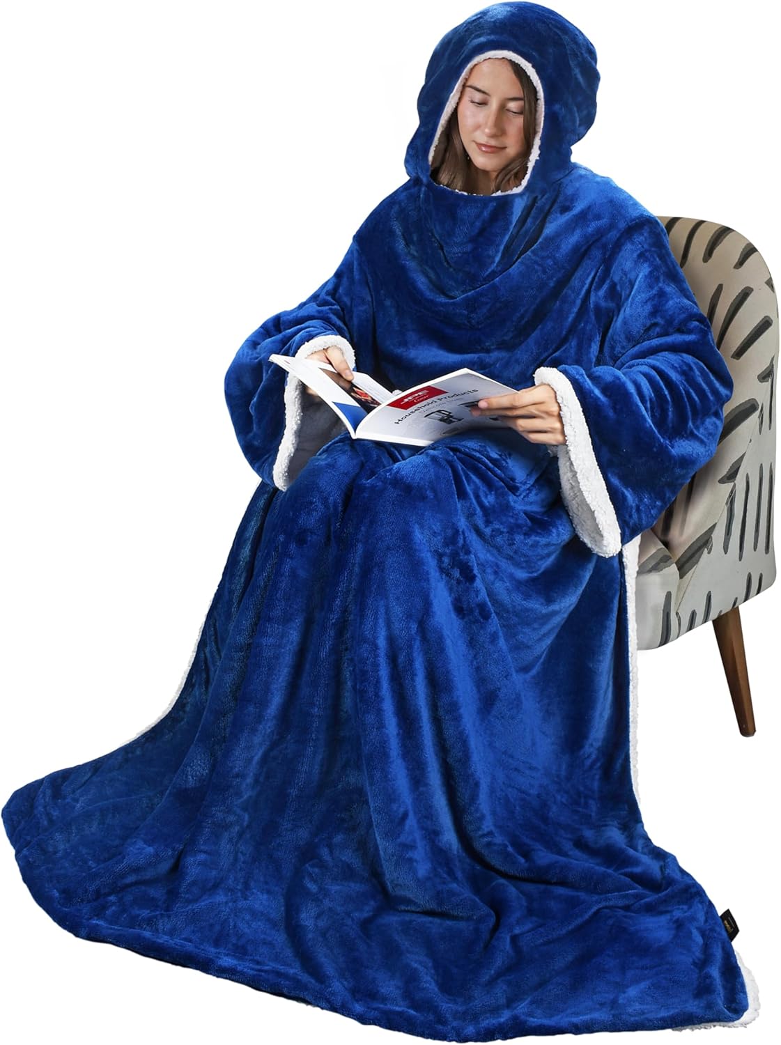 Tirrinia – Capa de manta de sherpa para adultos, muy suave, cómoda y cálida con mangas, para ver TV, para descansar en el sofá, de 72 x 55 pulgadas