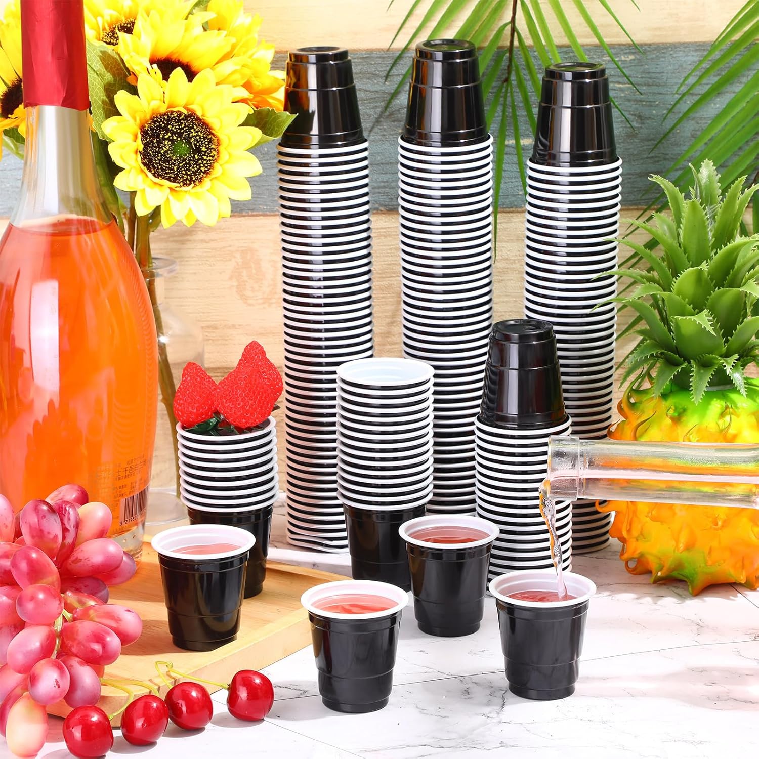 Layhit Paquete de 200 vasos de chupito de 2 onzas, vasos de chupito de plástico, mini vasos desechables para verano, boda, graduación, fiesta de