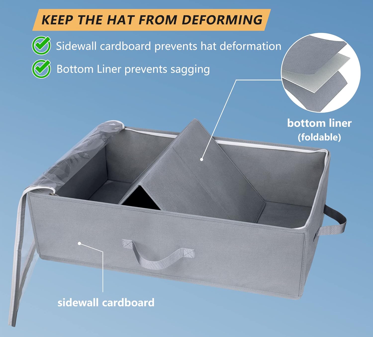 AOODA Bolsas de vestir reforzadas de 10 pulgadas para vestidos largos, caja de almacenamiento grande para gorras de béisbol, paquete de 2 artículos