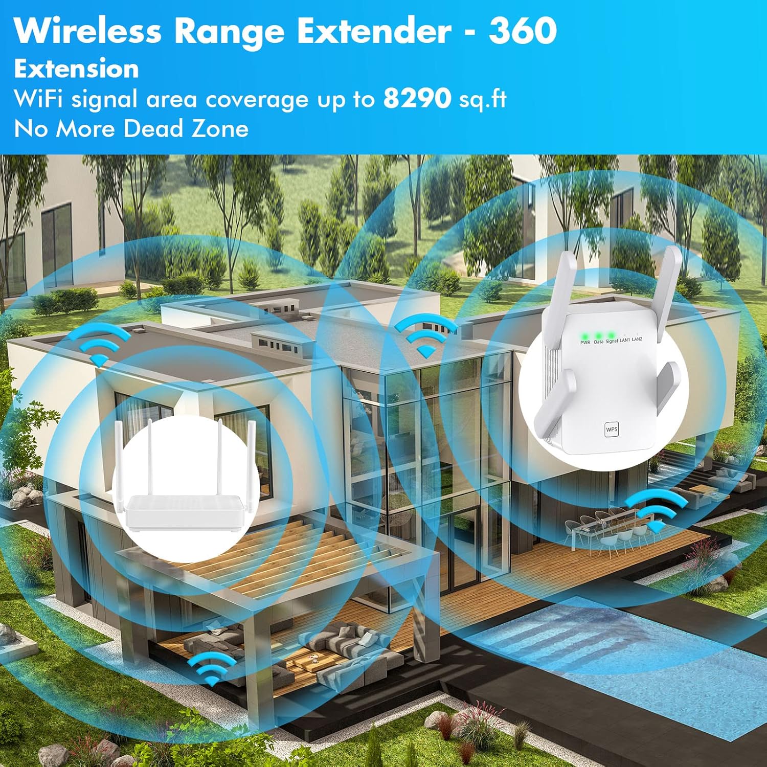 Extensoramplificador WiFi más rápido  Lanzamiento 2023 hasta un 74% más rápido  Cobertura más amplia que nunca, amplificador de señal WiFi para el