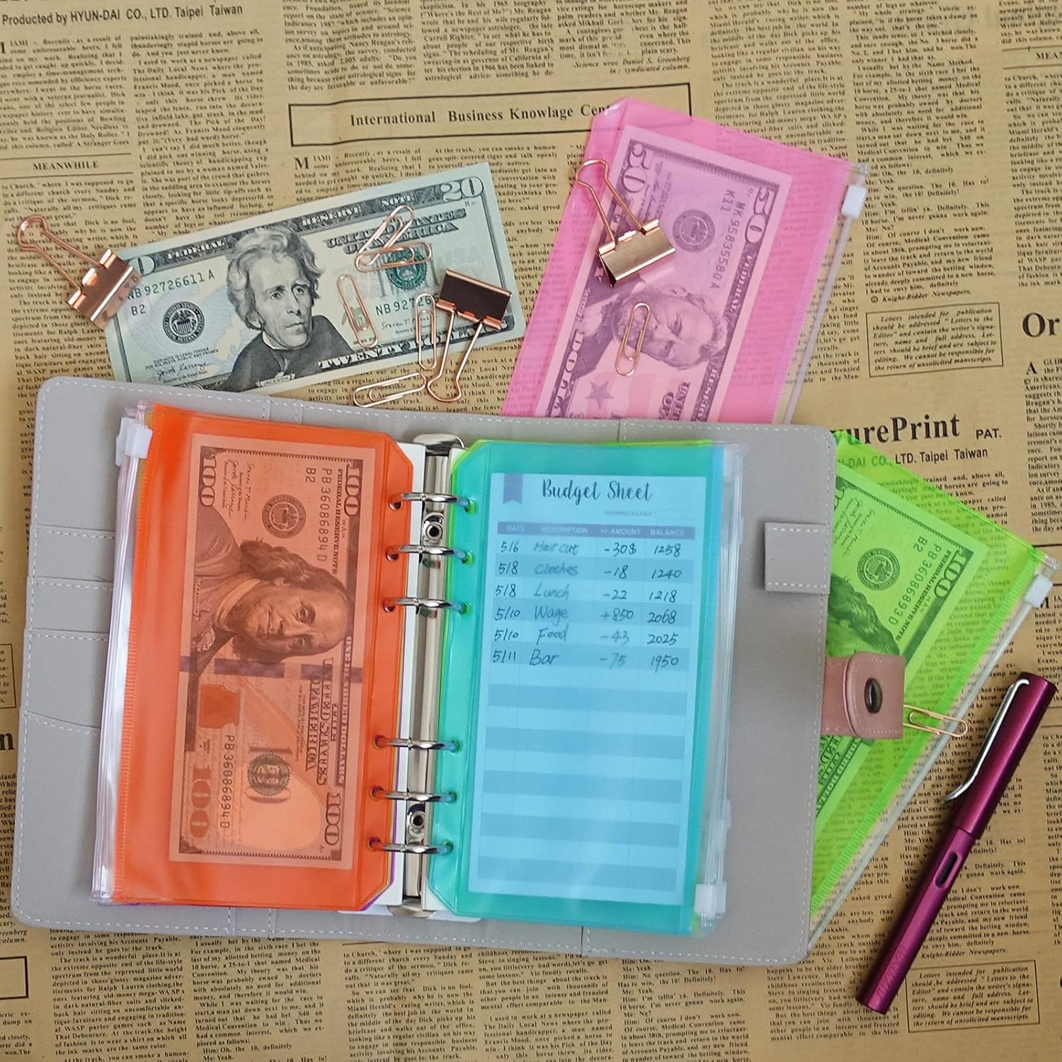 Bolsillos para carpeta A6, 12 piezas, coloridos sobres de 6 agujeros para cuadernos de 6 anillas, bolsas de hojas sueltas con 6 agujeros, bolsillos