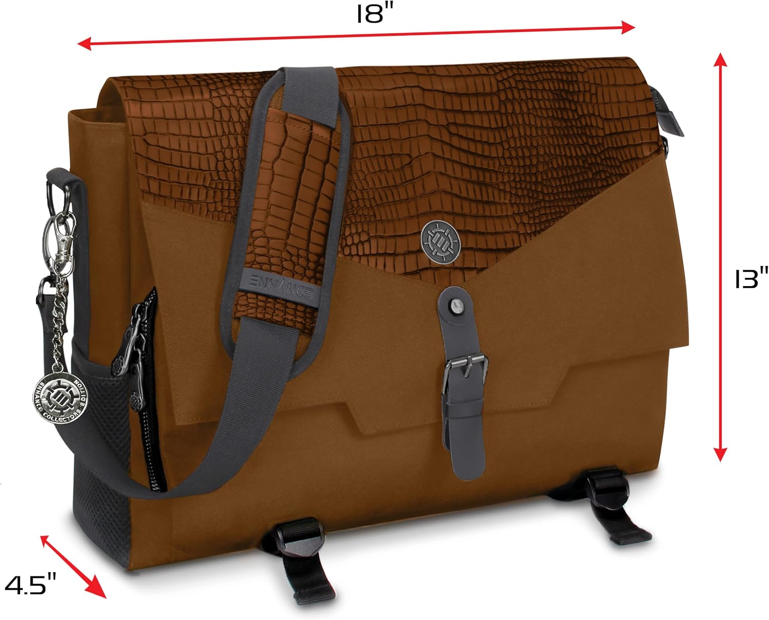 ENHANCE Collector’s Edition RPG Player’s Essentials DnD – Bolsa de mensajero exterior Dragon Hide para 2-4 libros, carpetas, dados y accesorios, con
