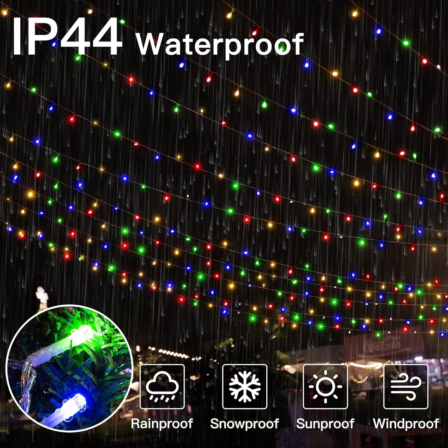 Luces de Navidad de 197 pies, 600 luces LED para exteriores, impermeables, 8 modos de iluminación, cadena de luces con control remoto y