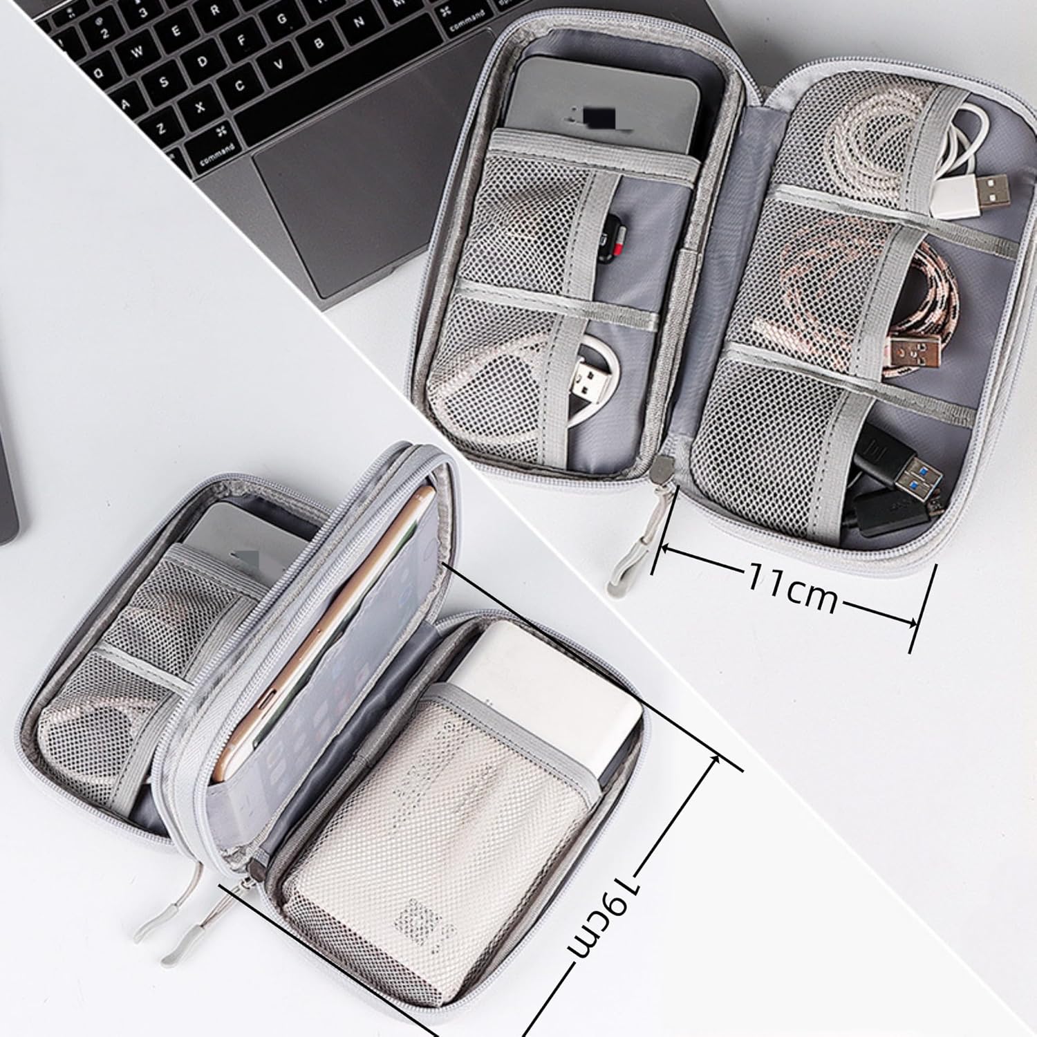 Organizador electrónico de viaje, accesorios para cables de viaje, bolsa de almacenamiento portátil, impermeable, organizador electrónico para