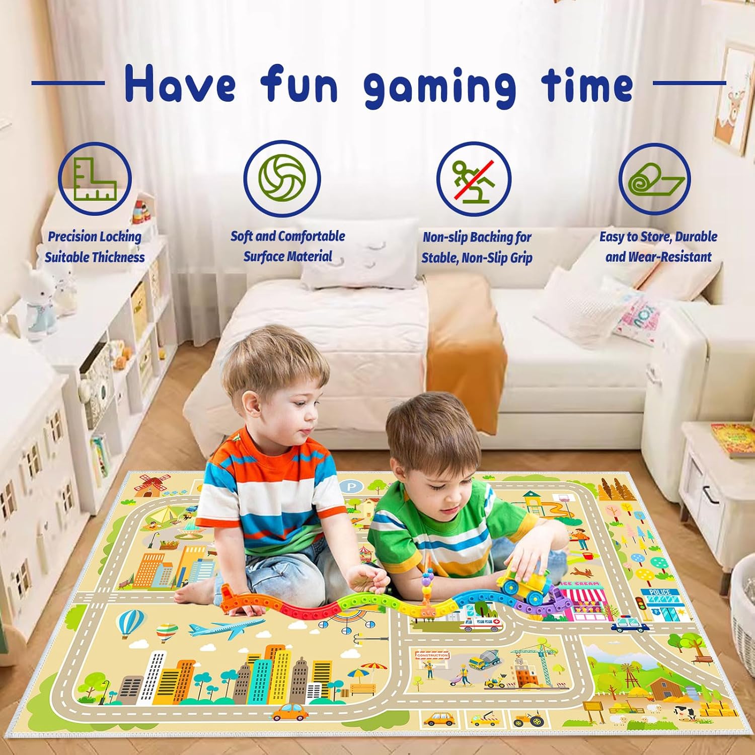 Alfombra de juego para niños, alfombra de coche para jugar a autos, juguetes, mapa de tráfico de la ciudad, alfombra de sala de juegos para niños,