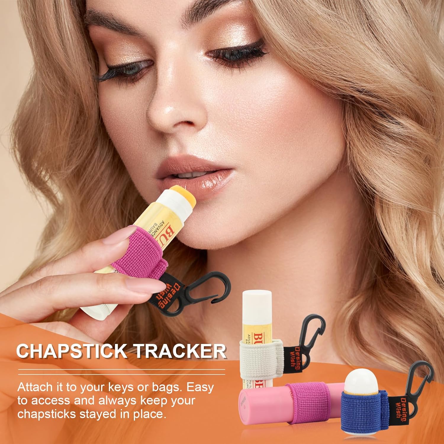 Desing Wish Mini Chapstick Holder Llavero de manga elástica Chapstick Llavero titular para bálsamos labialesbrillo labiallápices labiales, Paquete