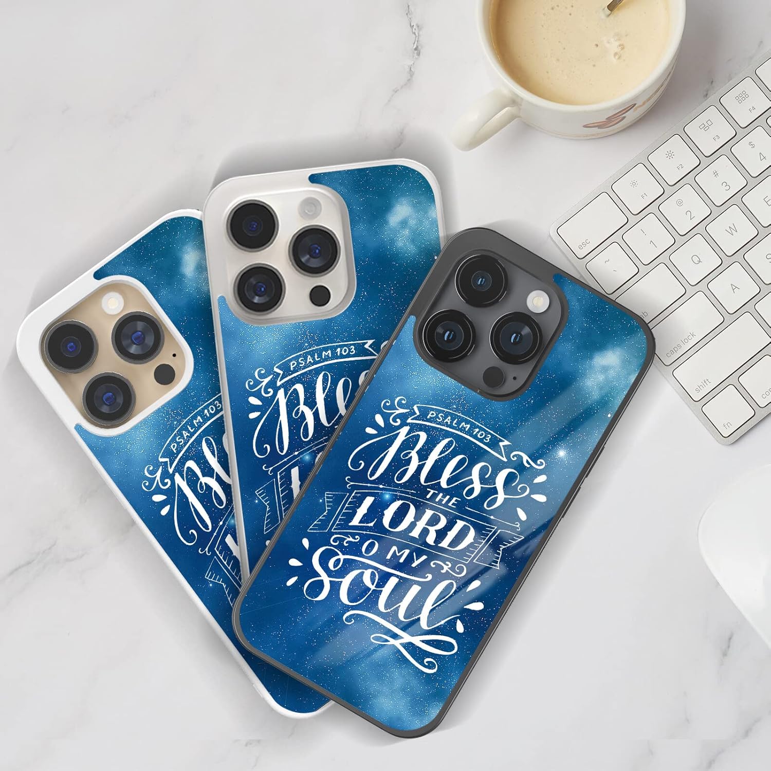 Fundas con versículos bíblicos con citas para teléfono, color azul bendiga a Dios, adecuadas para iPhone 11, 12, 13, 14 Pro Max Plus Mini X 7 8 SE,