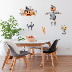 Decalcomania – Calcomanías de pared para Halloween, juego de 31 calcomanías de decoración de calabazas de otoño para sala de estar, dormitorio, Decalcomania – Calcomanías de pared para Halloween, juego de 31 calcomanías de decoración de calabazas de otoño para sala de estar, dormitorio,