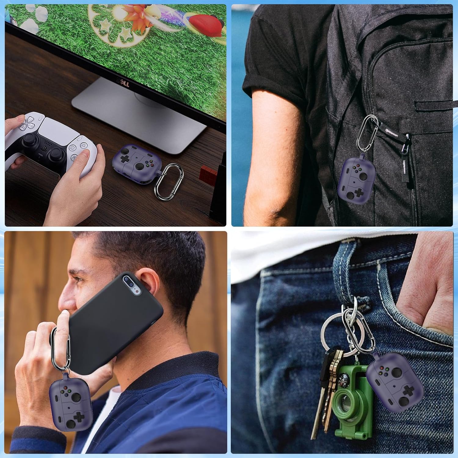 Lopnord Funda para Airpods 3, diseño de consola de videojuegos para Airpods de tercera generación con accesorios para llavero, funda de silicona