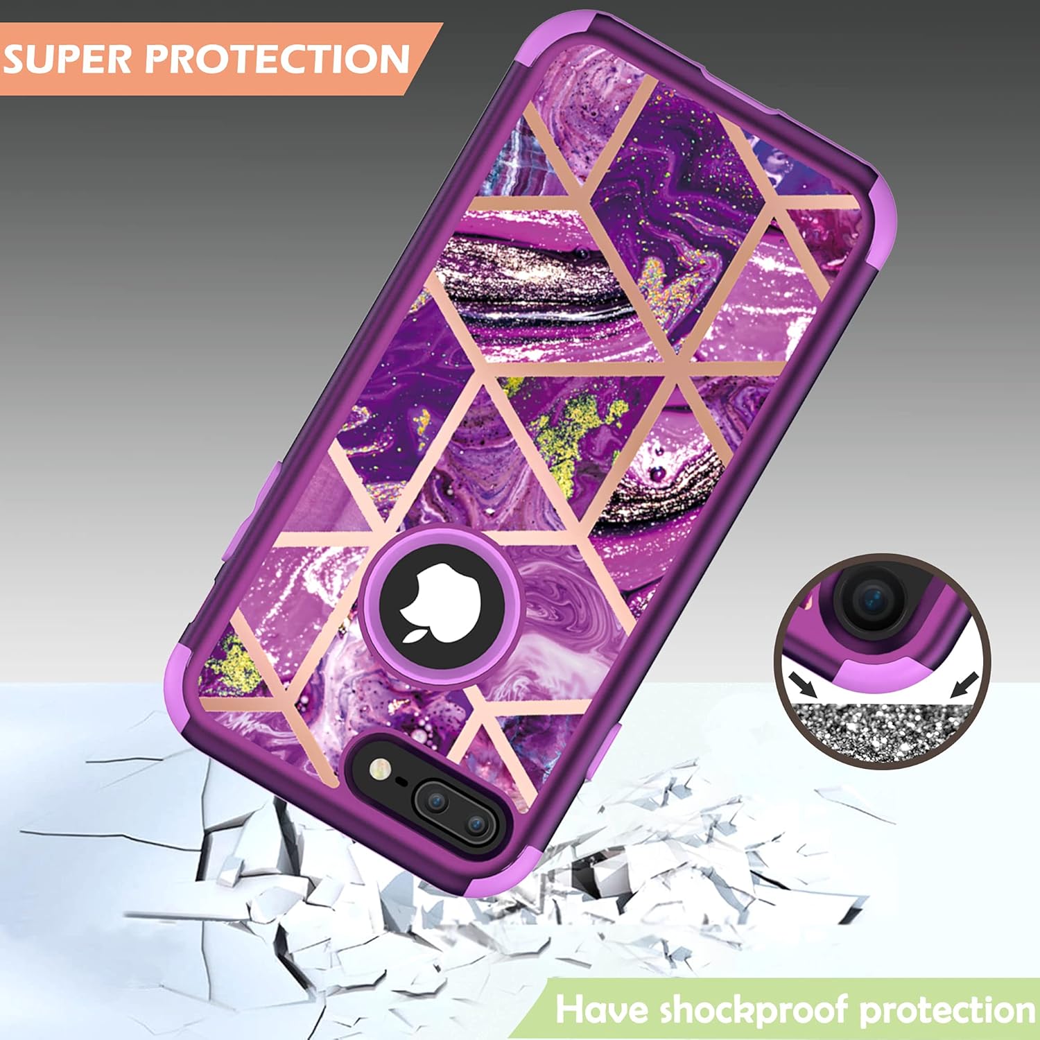 Asuwish Funda de teléfono para iPhone 6 6s, cubierta híbrida de mármol, a prueba de golpes, cuerpo completo, resistente, accesorios delgados,
