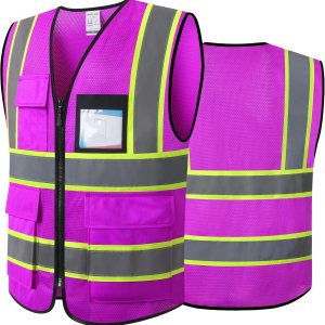 ASIPHITU Chaleco de seguridad reflectante de alta visibilidad para hombres y mujeres con bolsillos con cremallera frontal cumple con las normas ASIPHITU Chaleco de seguridad reflectante de alta visibilidad para hombres y mujeres con bolsillos con cremallera frontal cumple con las normas