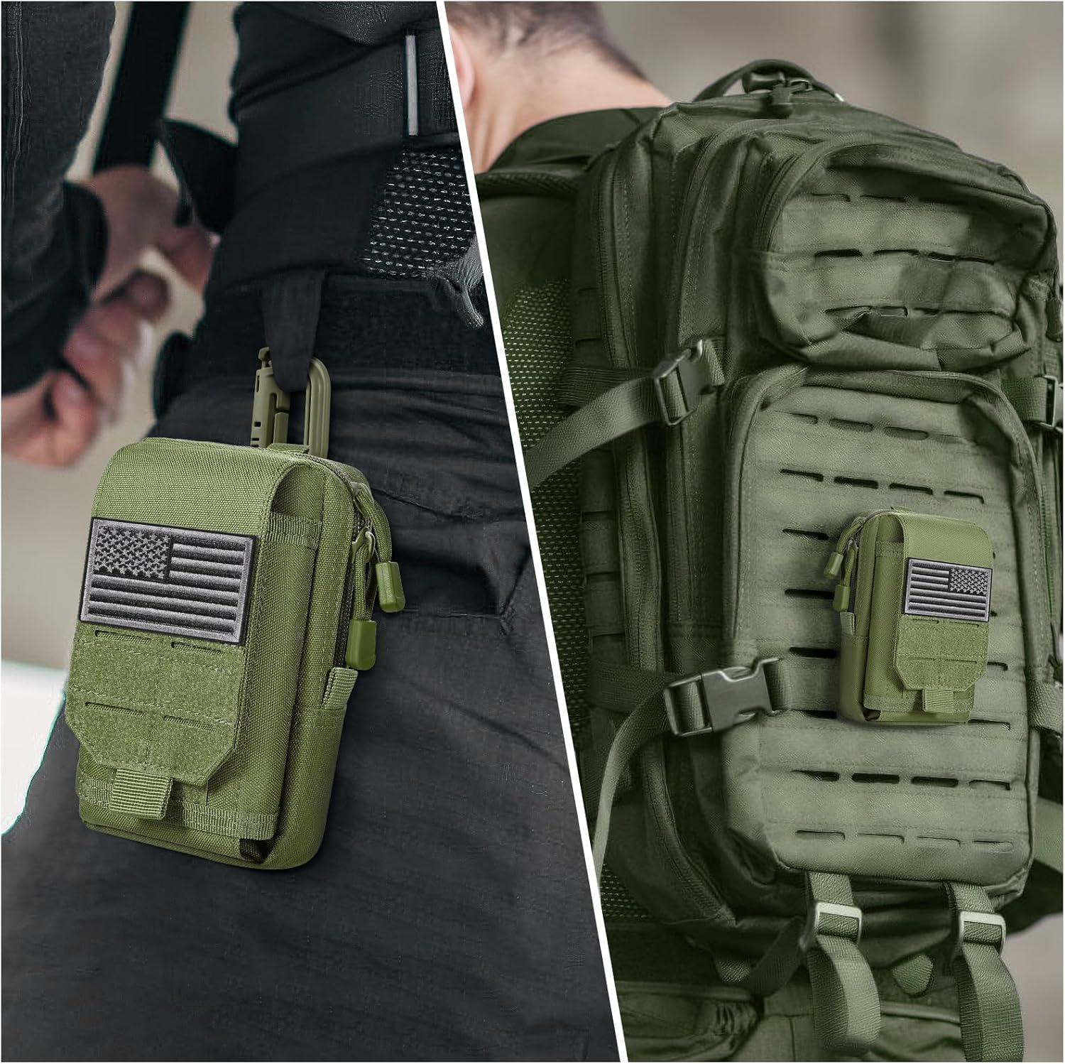 Bolsa táctica Molle para teléfono celular, funda pequeña utilidad EDC bolsa organizador de gadget