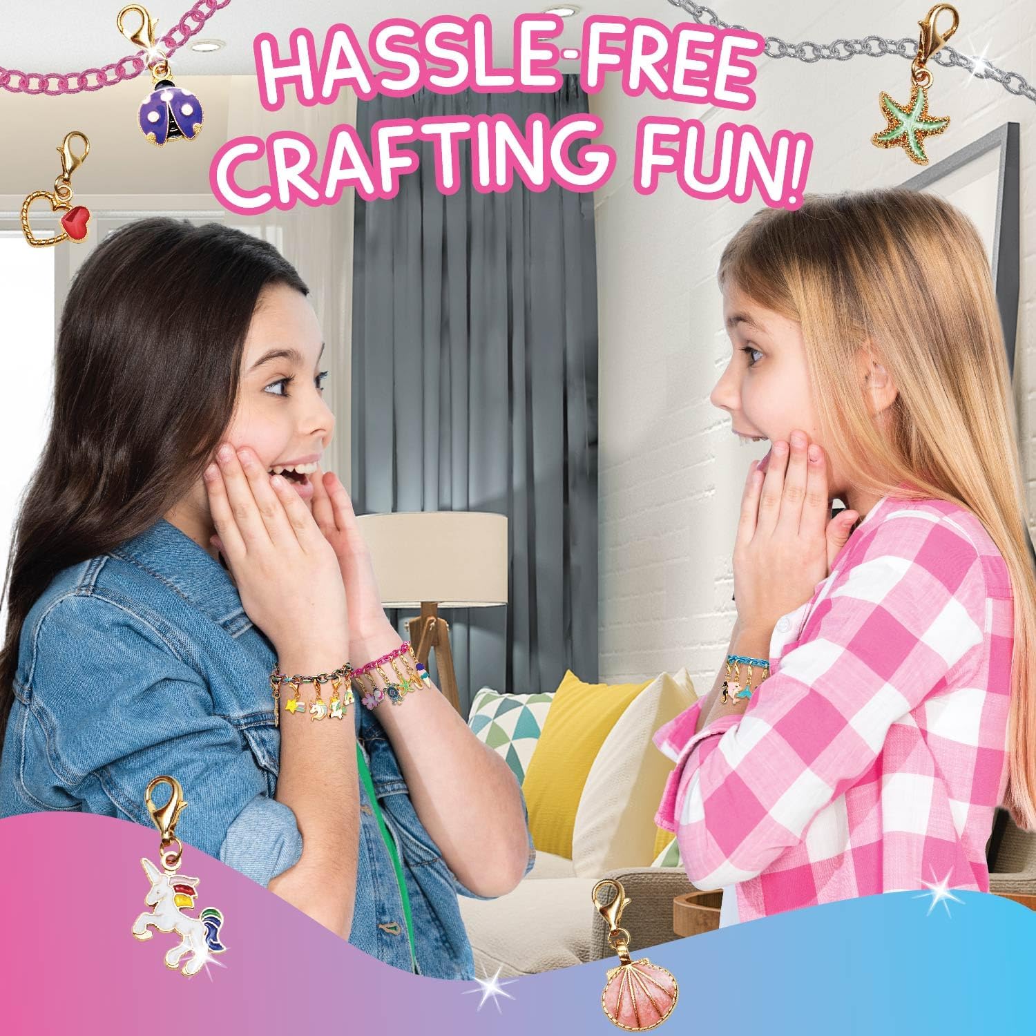 CharmWow – Kit de fabricación de joyas de sirena y unicornio para niñas de 4 años en adelante, crea pulsera de unicornio para niñas de 4 a 6 años o