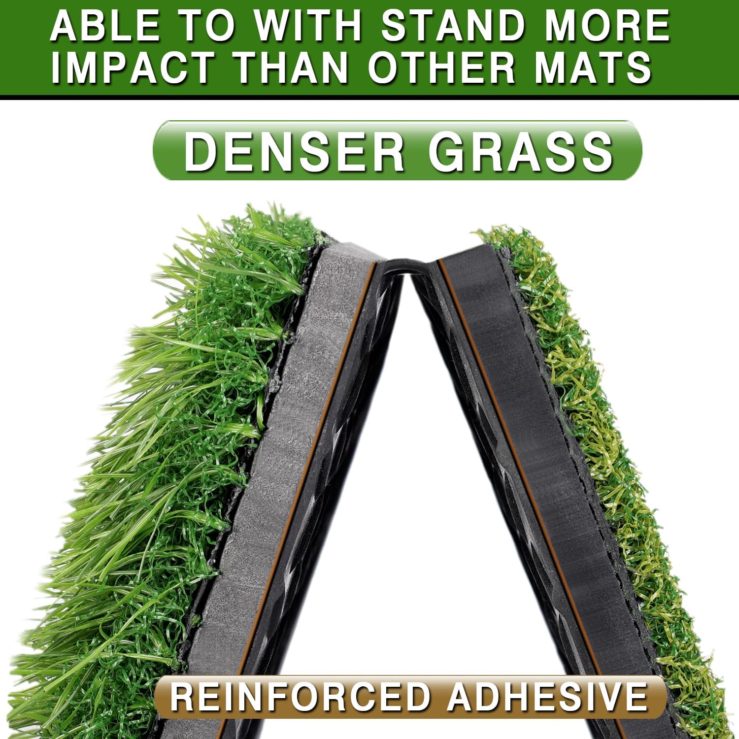 Alfombrilla de golf de doble césped premium, acolchado de espuma de 0.394 in con respaldo de goma, tapete de práctica de golf para entrenamiento en