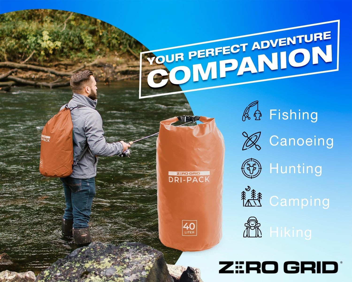Zero Grid Bolsa seca impermeable  La bolsa de secado flotante se mantiene seca tamaños de 10L20L30L40L para mochileros, kayak, canotaje, campamento,