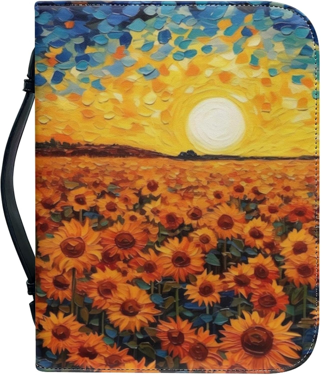 ZOCANIA Funda para la Biblia floral con asa y cremallera para mujer, funda de cuero impermeable para la Biblia, funda extragrande para libros de la