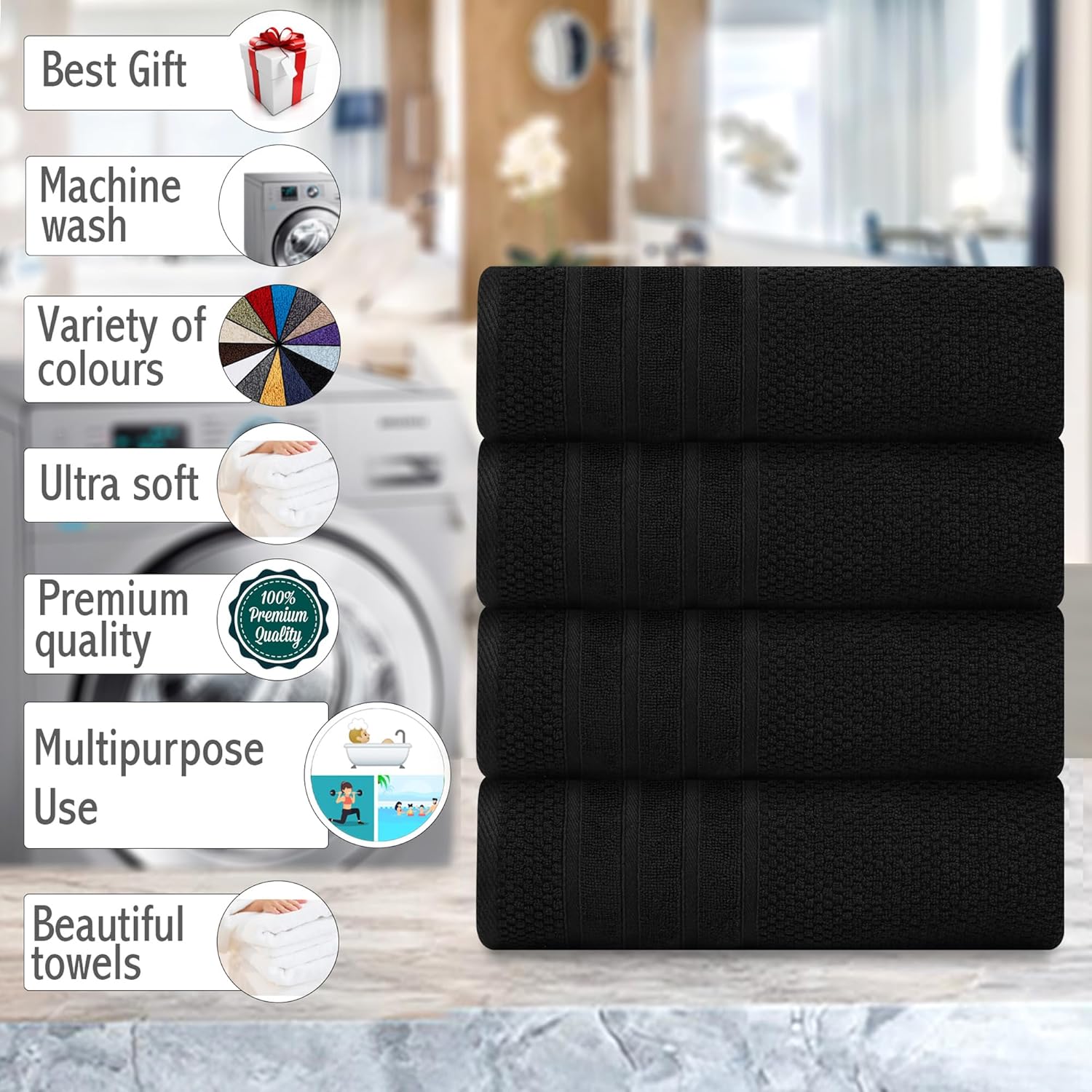 Toallas de baño de lujo, 100% algodón, ultra suaves, de felpa, gruesas, esponjosas, altamente absorbentes, de secado rápido, para el hogar,