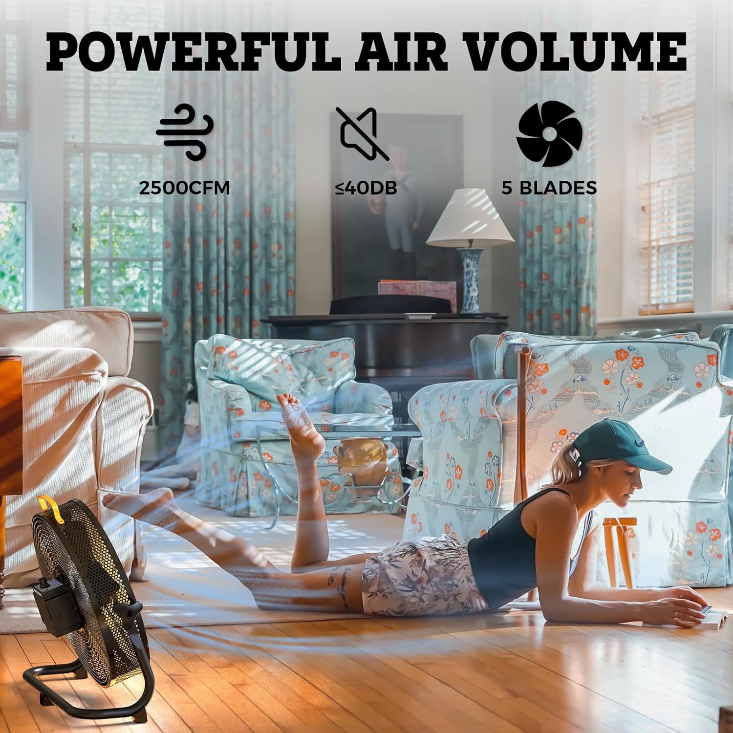 Smartele QF16 16 Inch Battery Powered Floor Fan Fast Charging,15000mAh Battery Operated Fan,Rechargeable Portable Fan,2500 CFM High Velocity