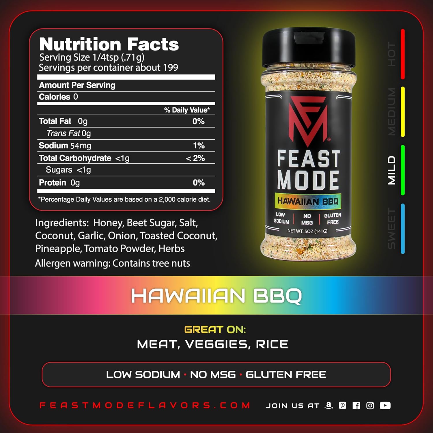 Feast Mode Flavors  Paquete Gainz  5 unidades  Condimentos de 5 onzas  BBQ hawaiano  Vegetal de jardín  Hierba de mantequilla  Rancho de granja