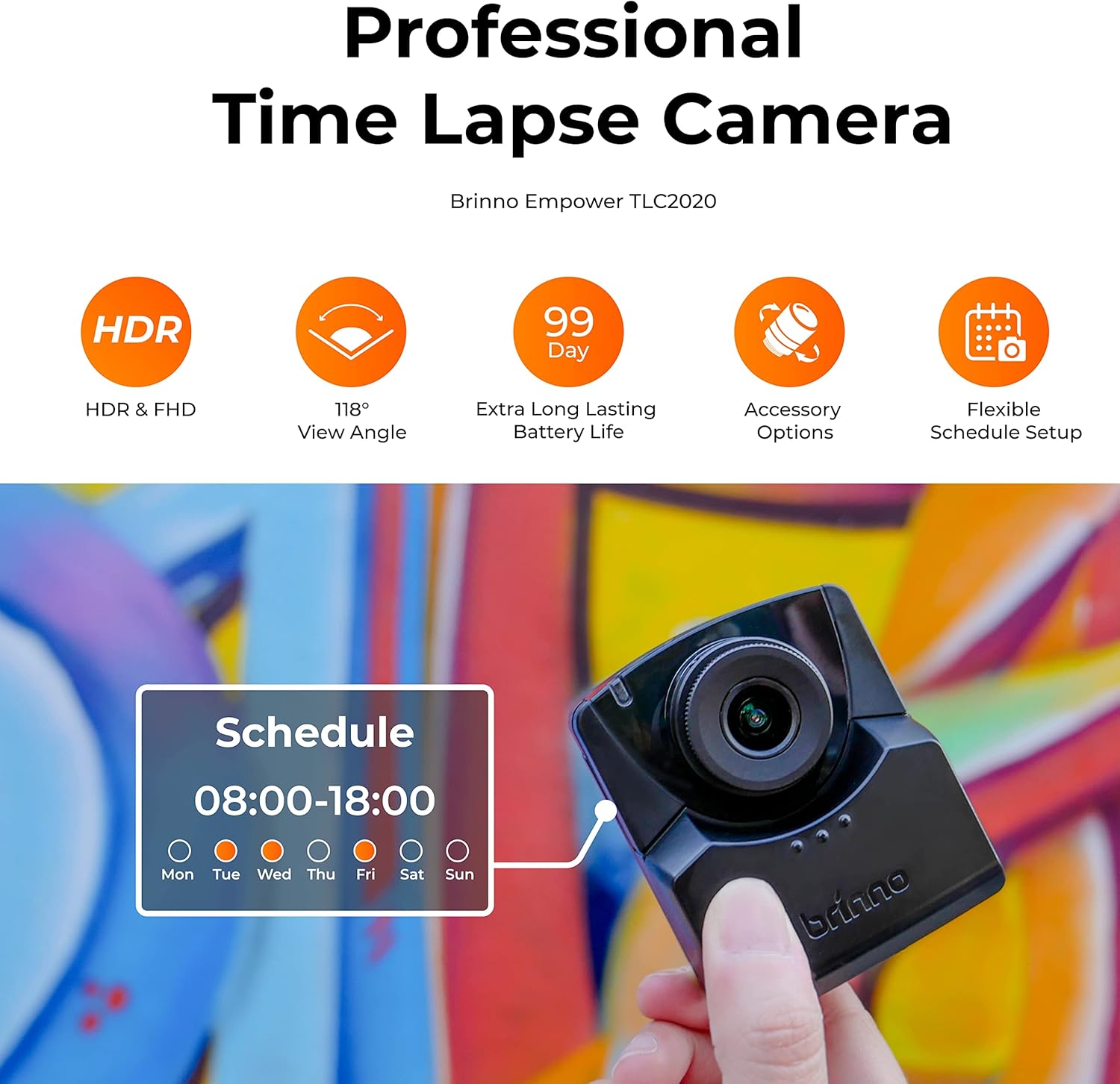 Brinno Paquete de 2 paquetes de lapso de tiempo para exteriores TLC2020 con cámara Full HD, carcasa impermeable IP67 (ATH1000), montaje seguro