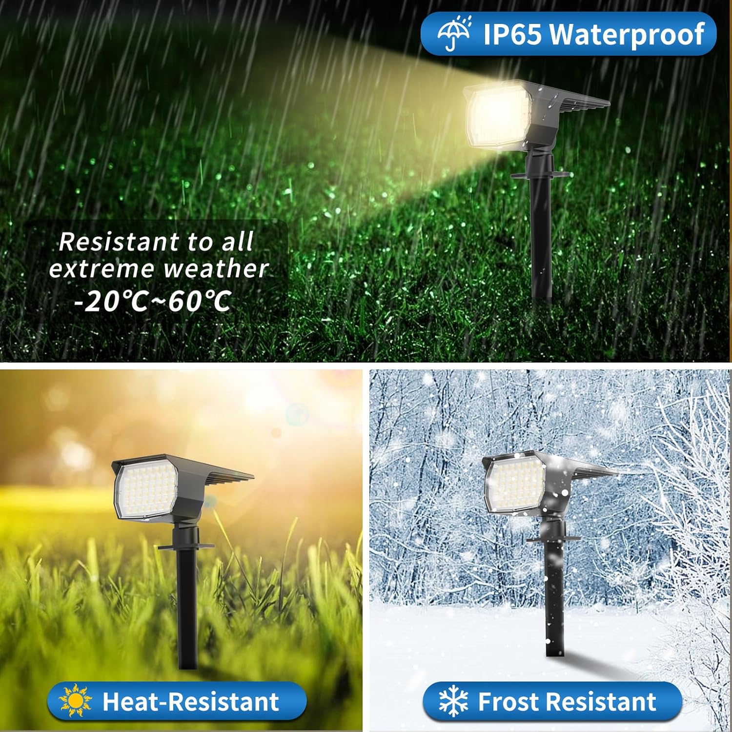 WENATY Focos solares para exteriores, impermeables, IP65, paquete de 12 focos de paisaje con 46 LED, 3 modos de encendido y apagado automático,