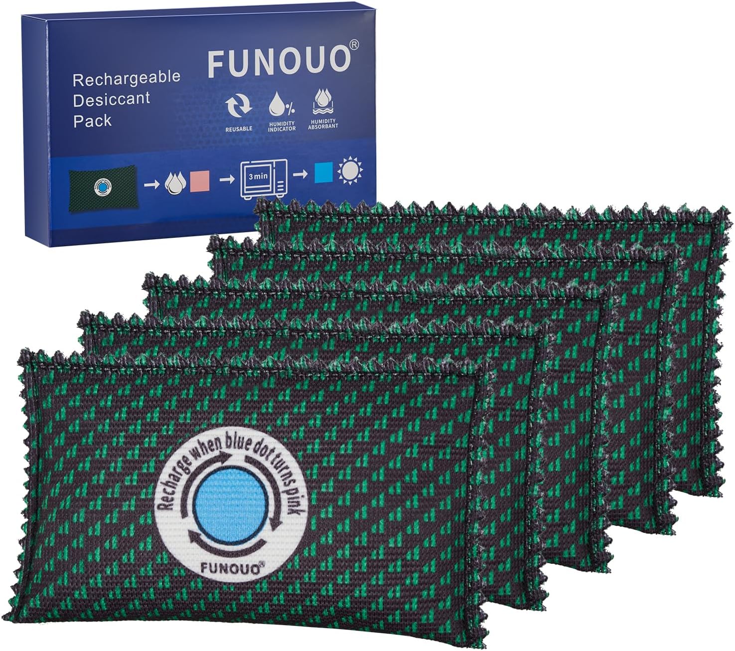Paquete de 5 desecantes recargables de 3.53 oz, absorbentes de humedad para almacenamiento, bolsa absorbente de humedad, bolsa deshumidificadora