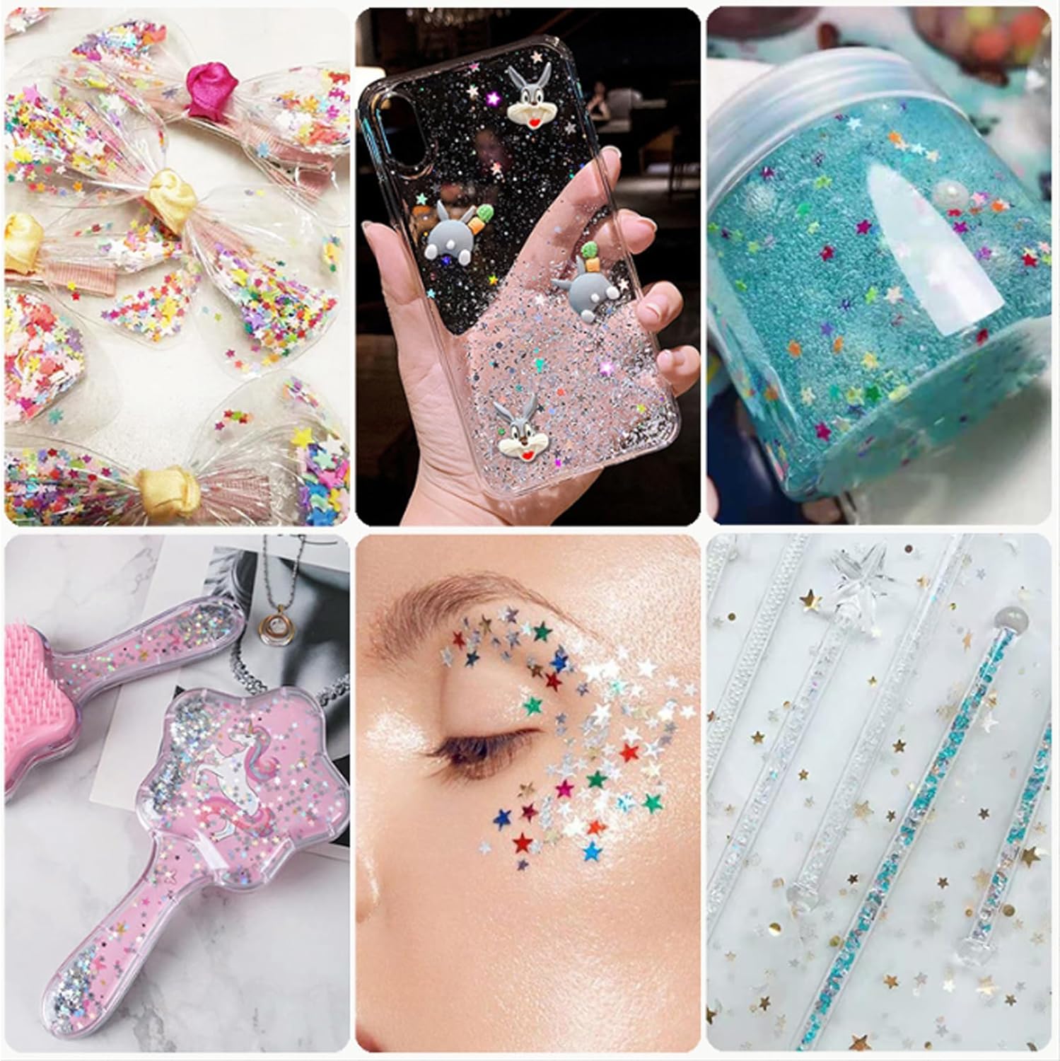 Art Craft – Brillantina, confeti de lentejuelas de estrella de 0.118 pulgadas para arte de uñas, suministros de limo, manualidades de resina,