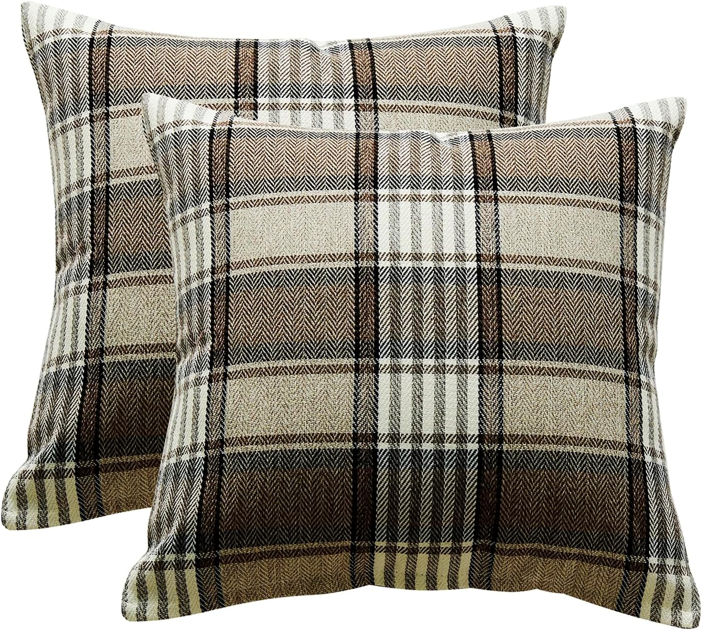 Jiuhong Fundas de almohada de lino y algodón, decoración de casa de campo, a cuadros, cuadradas, decoración del hogar para sofá, dormitorio,