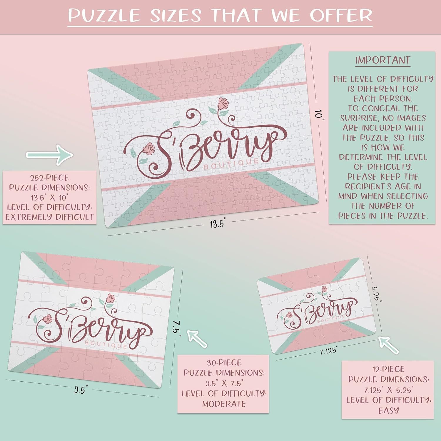 Create Your Own Puzzle – Personalized Pregnancy Announcement – Wedding Proposal Ideas – Custom Jigsaw Puzzle – Floral Design – CYOP0022