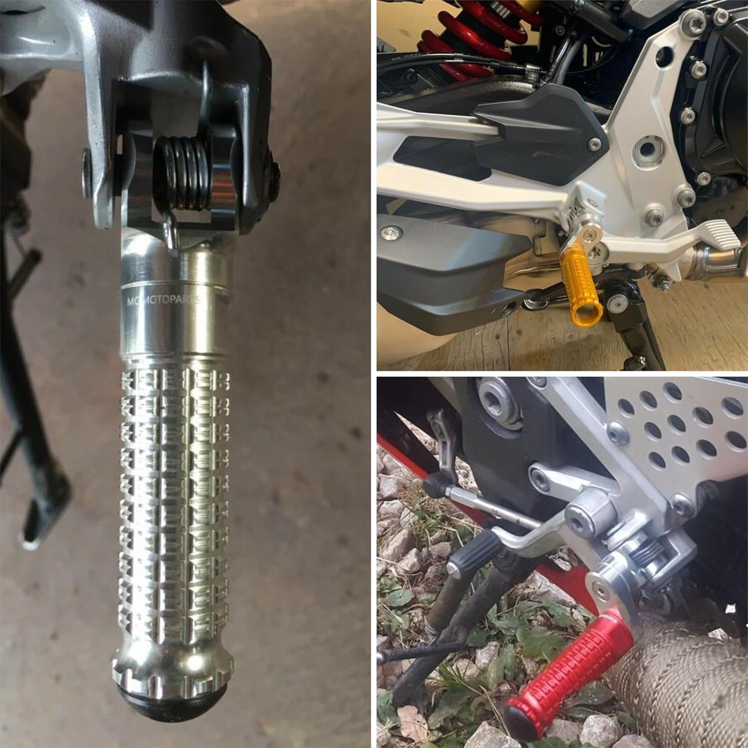 MCMOTOPARTS M-PRO Passenger Rear Footpegs Foot Pegs Silver Compatible with Scrambler 1100 Sport PRO 2020-2021 20 21