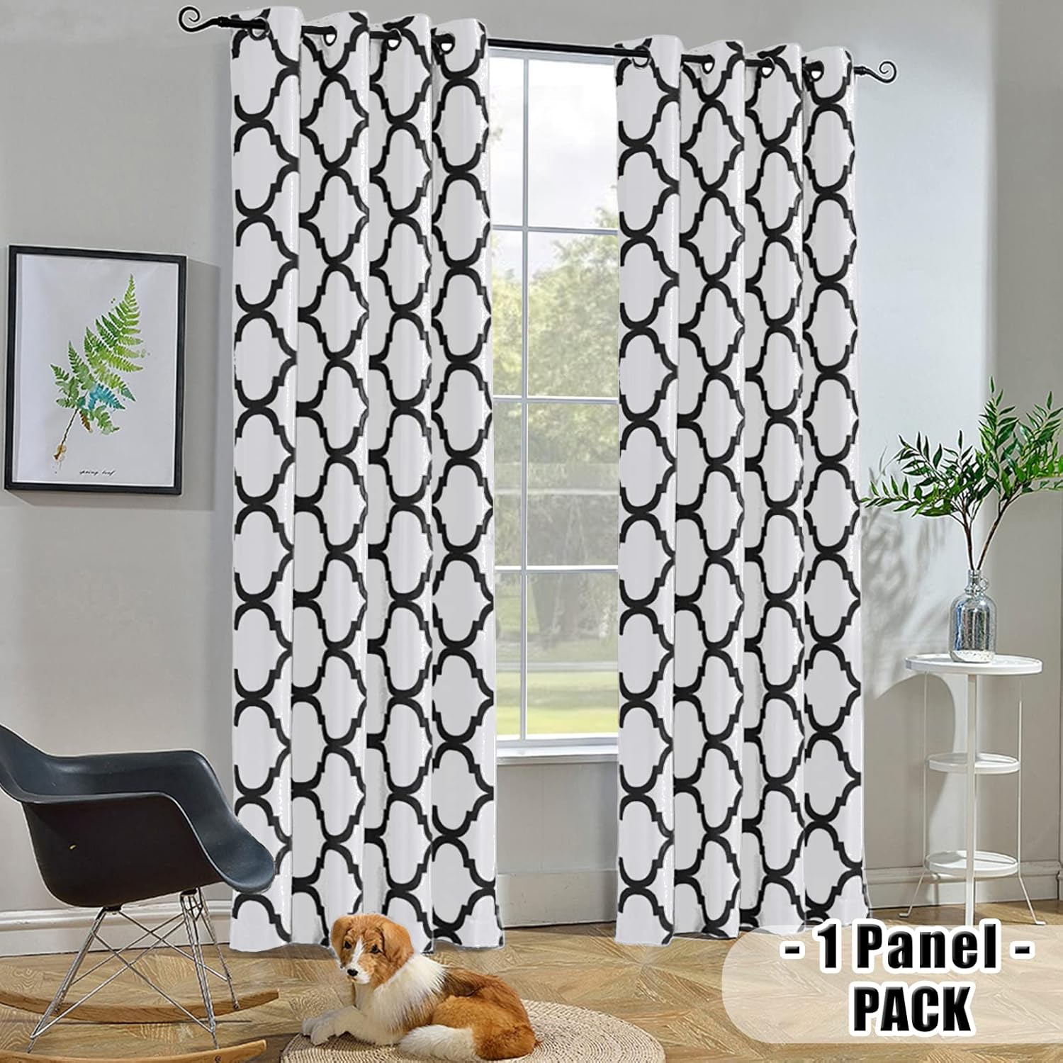 Melodieux Cortina opaca con ojales para oscurecer la habitación, cocina, estilo marroquí, para ventanas pequeñas, 52 x 45 pulgadas, color blanco