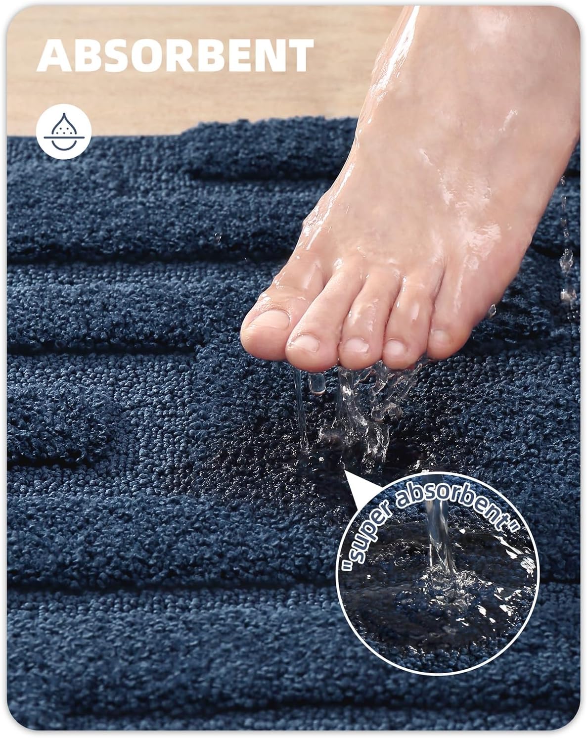 Color G – Alfombras de baño azul marino, refresca tu baño con una alfombra de baño absorbente de microfibra azul oscuro, antideslizante, suave,