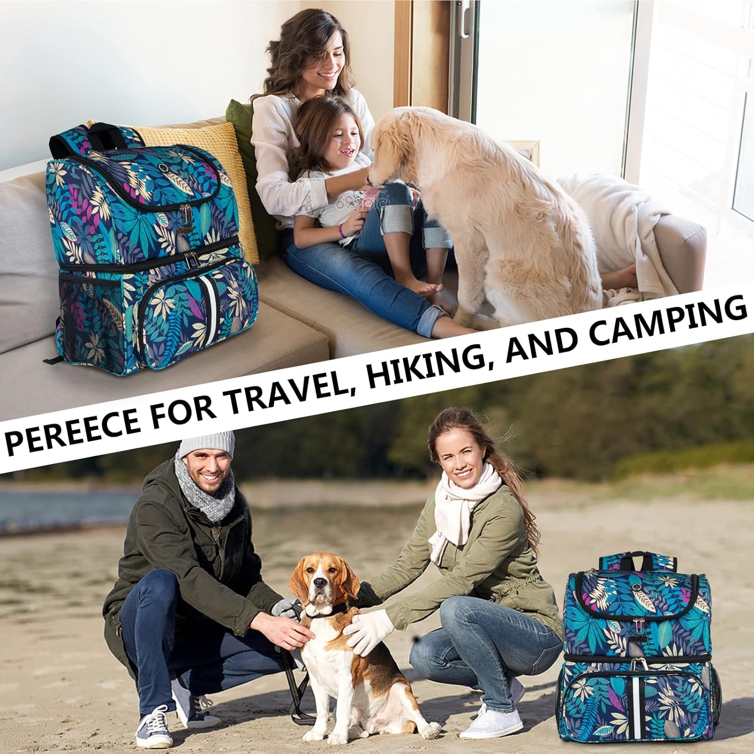 BAGLHER Bolsa de viaje para mascotas, mochila de doble capa para suministros para mascotas (para todos los suministros de viaje para mascotas),