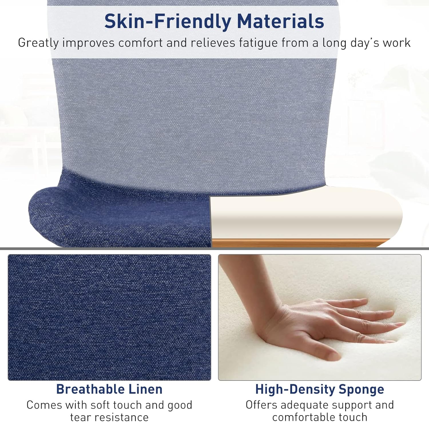 Giantex Silla de oficina en casa con ruedas, silla giratoria de computadora con respaldo medio, silla de ocio de lino ajustable para sala de estar,