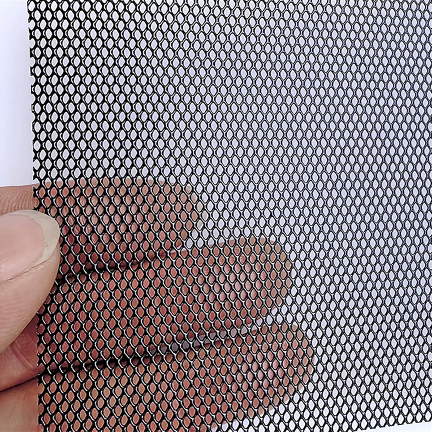 Malla universal plateada de 40 x 13 pulgadas para parrilla de automóvil, aleación de aluminio, orificio rómbico para parachoques (negro 0.079 x