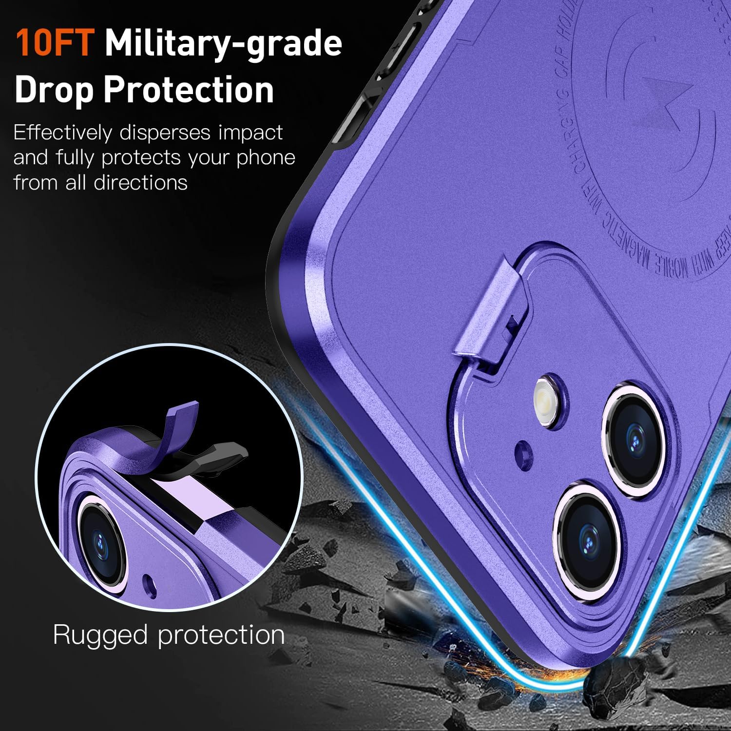 Funda para iPhone 11 con soporte, compatible con MagSafe Protección de estructura de grado militar de 2 capas Funda magnética para iPhone 11 de 6.1