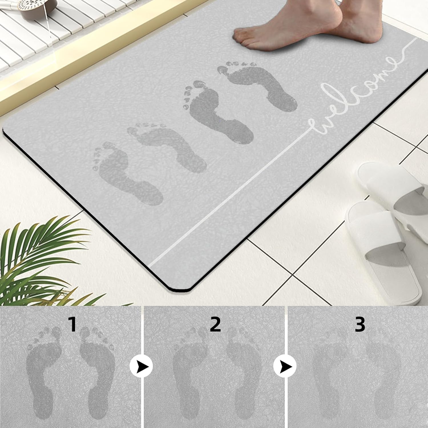 GHFSDO Tapete de baño de tierra de diatomeas, antideslizante, de secado rápido, súper absorbente, tapete de baño delgado para debajo de la puerta,
