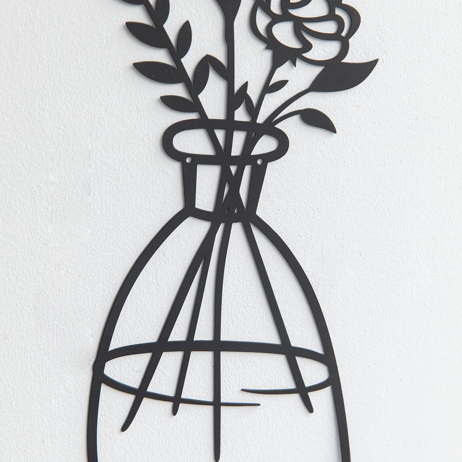 COLLECTIVE HOME – Arte de pared de metal, decoración de flores de pared, florero de 3 piezas, letrero floral de decoración de hierro, alambre de